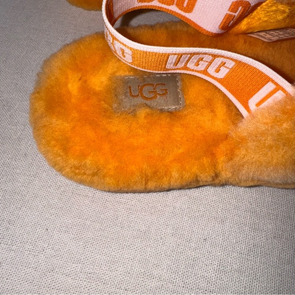 UGG Oh Yeah Orange Shearling Fluffy Slingback Slides Slippers 5 - Picture 2 of 5